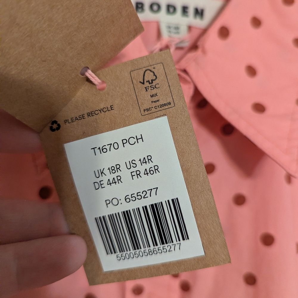 Boden Pink Polka Dot Button Down Shirt - Picture 7 of 10